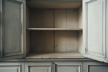 Fototapeta premium Closeup shot of an opened cabinet, it is empty 
