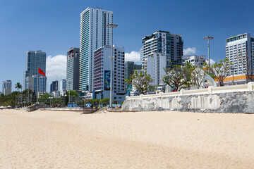 Beach promenade with hotels in the center of Nha Trang,province Khan Hoa, Vietnam,VietNam, Asia