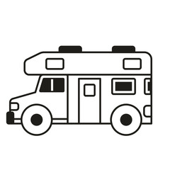 Camper RV Caravan Truck Icon in Line Art Design