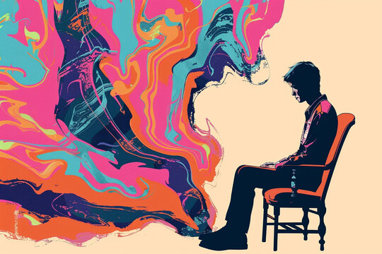 a person receiving therapy to deal with anxiety digital art illustration