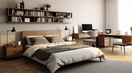 contemporary modern bedroom in apartment or house