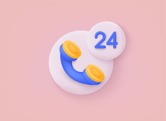 3d call center icon and bubble talk. Talking with service call support hotline and call center. 3D Web Vector Illustrations.