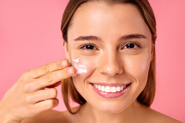 Cosmetology, beauty and spa treatment. Woman in lingerie on pink background.