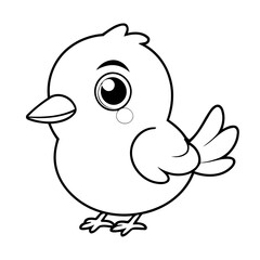 Simple vector illustration of Bird hand drawn for toddlers