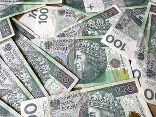 100 200 Polish money Zloty zl pln as financial background