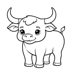 Cute vector illustration bull doodle for toddlers coloring activity