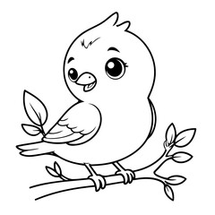 Cute vector illustration Bird for children colouring activity
