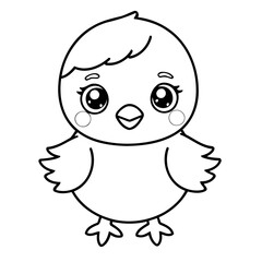 Vector illustration of a cute chick doodle colouring activity for kids