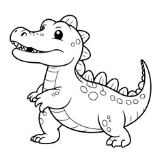 Cute vector illustration crocodile doodle for kids colouring page