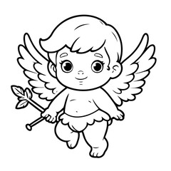 Cute vector illustration cupid for toddlers colouring page