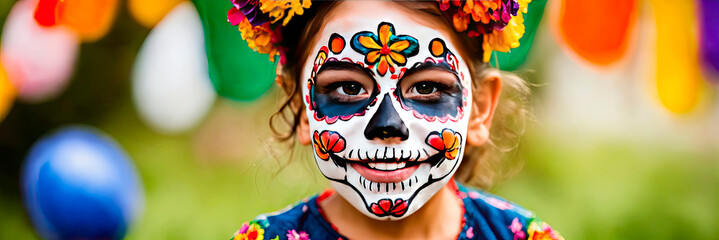 Fototapeta premium People at the Day of the Dead festival. Selective focus.