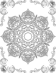 Printable Mandala Coloring Page for Adults. Educational Resources for School for Kids. Adults Coloring Book. Mandala Coloring Activity Worksheet.