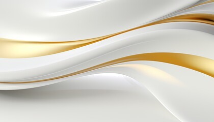 Abstract wavy luxury background with a golden line, a milky white light background with a golden line.