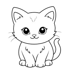 Simple vector illustration of kitten drawing for kids page