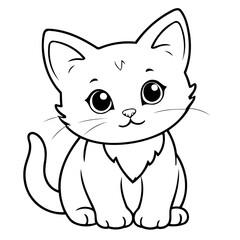 Vector illustration of a cute kitten doodle for children worksheet