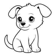 Vector illustration of a cute puppy doodle for kids colouring page