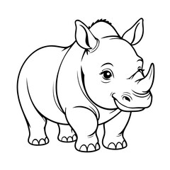 Fototapeta premium Vector illustration of a cute rhino doodle for toddlers coloring activity