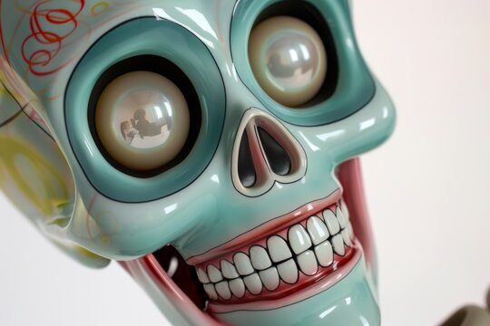 A whimsical and playful representation of a skull X-ray, super realistic