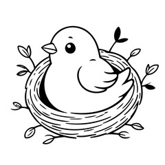 Cute vector illustration Bird doodle for toddlers worksheet