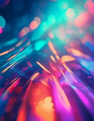 Abstract background with holographic rainbow flare. Blurred rainbow light refraction texture overlay effect for photo