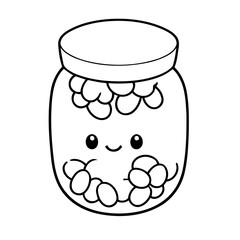 Simple vector illustration of jellybean drawing for toddlers colouring page