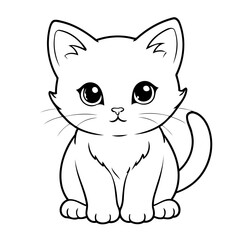 Vector illustration of a cute kitten drawing for kids page