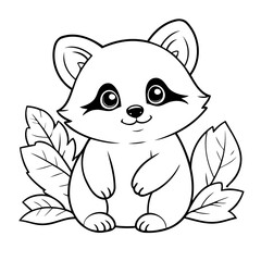 Cute vector illustration raccoon for kids colouring page