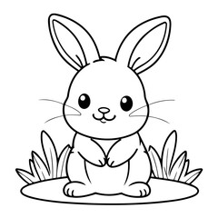 Simple vector illustration of rabbit doodle for toddlers worksheet