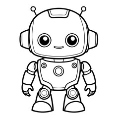 Simple vector illustration of Robot drawing for kids colouring page