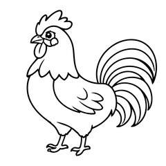 Cute vector illustration rooster doodle for toddlers colouring page