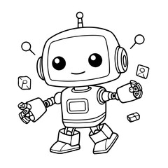Simple vector illustration of Robot hand drawn for kids coloring page