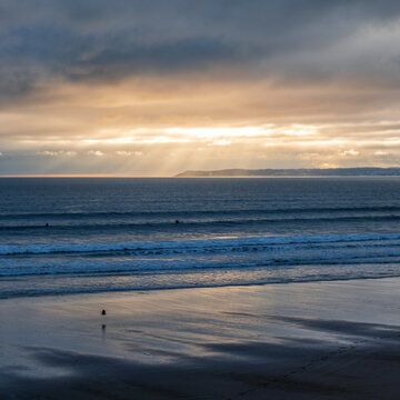 sunset at Aberavon beach, Port Talbot, Neath Port Talbot, South Wales