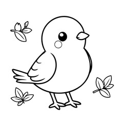Vector illustration of a cute Bird doodle for toddlers worksheet
