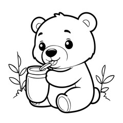 Cute vector illustration Bear doodle for toddlers coloring activity