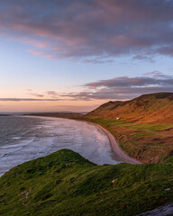 Rhossili bay, Sunset, Golden hour, Gower, South Wales