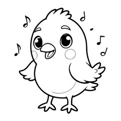 Cute vector illustration Bird hand drawn for kids page