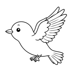 Simple vector illustration of Bird outline for colouring page