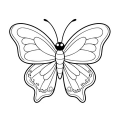 Simple vector illustration of butterfly drawing for toddlers colouring page