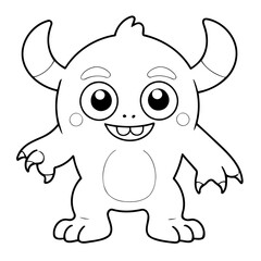 Vector illustration of a cute friendly doodle for toddlers colouring page