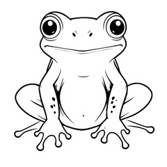 Simple vector illustration of Frog outline for colouring page