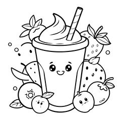 Simple vector illustration of fruit hand drawn for kids coloring page