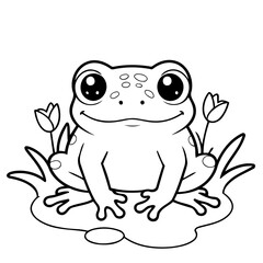 Cute vector illustration frog drawing for kids colouring page