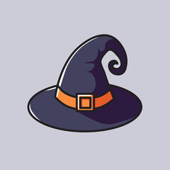 Illustration Vector Graphic Cartoon of a Witch's Hat, Symbolizing Enchantment, Wisdom, and Sorcery