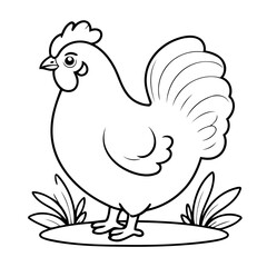 Cute vector illustration hen for children colouring activity