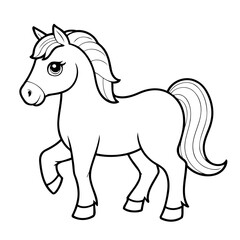 Vector illustration of a cute horse drawing for toddlers coloring activity