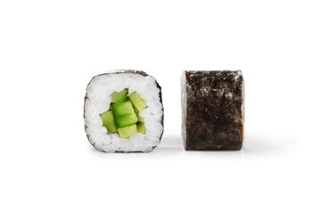 Classic kappa maki sushi rolls with cucumbers on white © nazarovsergey