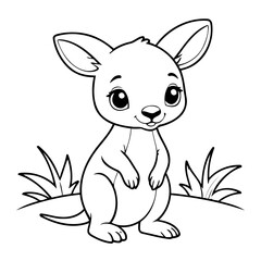Simple vector illustration of kangaroo drawing for toddlers colouring page