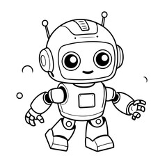 Simple vector illustration of Robot doodle for toddlers worksheet