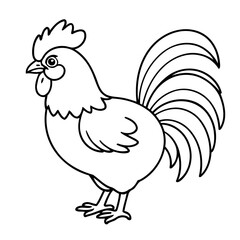 Simple vector illustration of rooster for kids coloring page