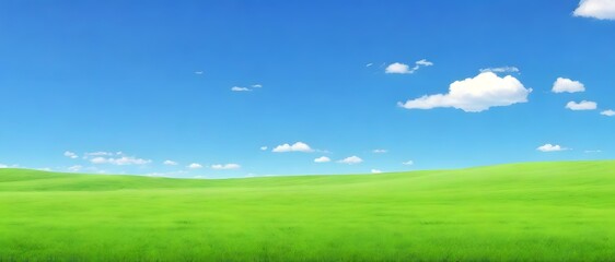 Fototapeta premium landscape with grass and blue sky, ai generated